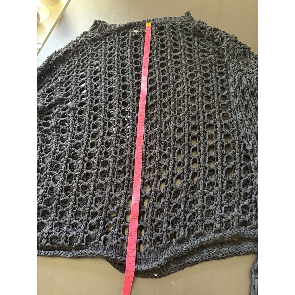 Moon River Black Crochet Knit Sweater Top Cover Up Sheer Mesh Boho Beach Small - Picture 10 of 10